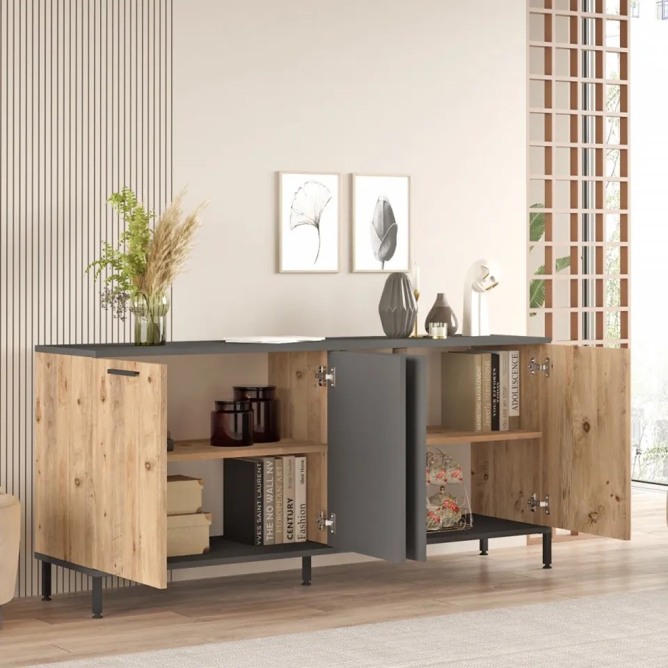 Set Mobilier pentru Sufragerie, RL6-AA, Antracit / Atlantic Pine