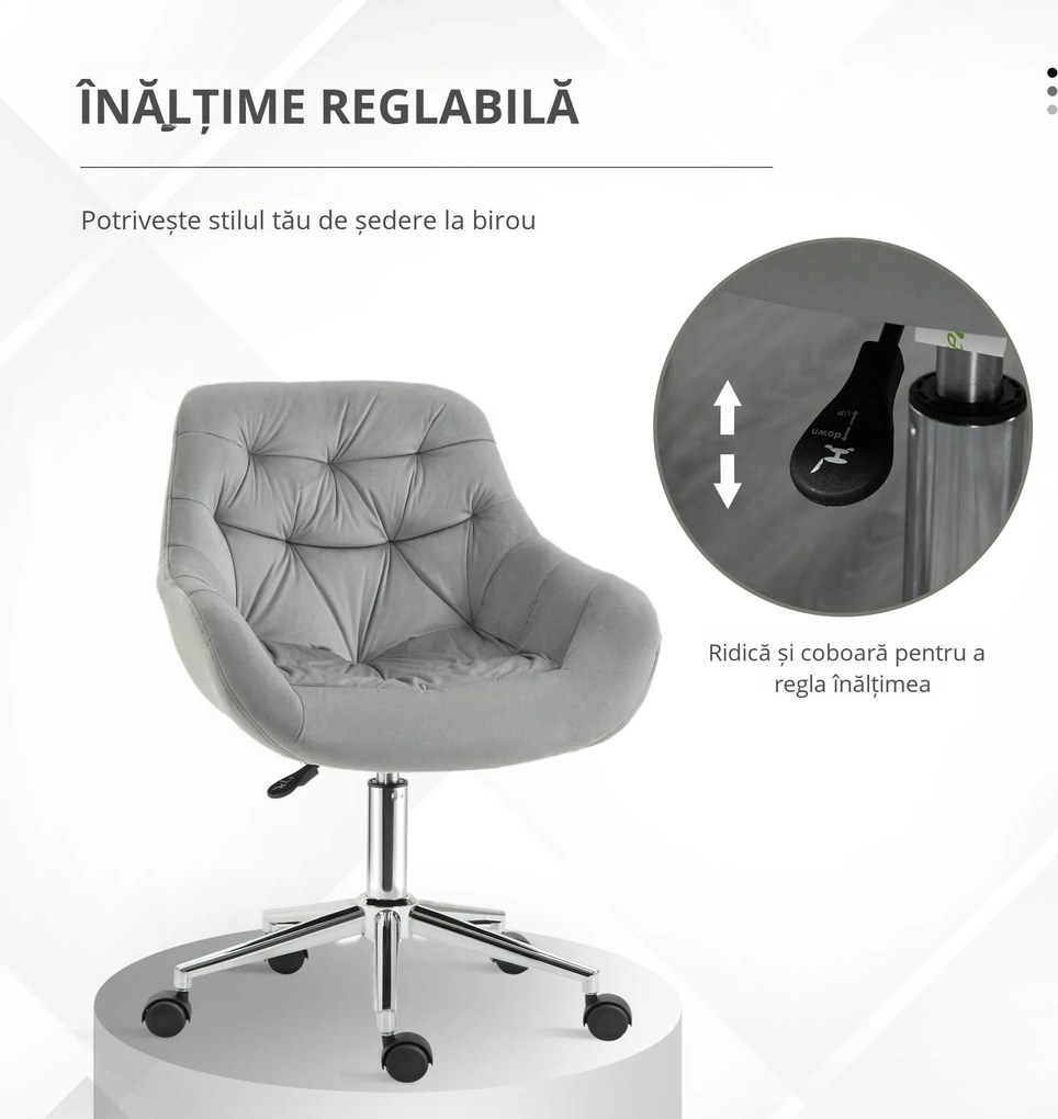 Vinsetto scaun ergonomic de birou, 59x58x80-90 cm, gri | Aosom Romania