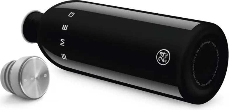 Sticla Smeg Urban WBF02BL, 1 l, Inchidere ermetica, Fara VRA, Otel inoxidabil, Negru