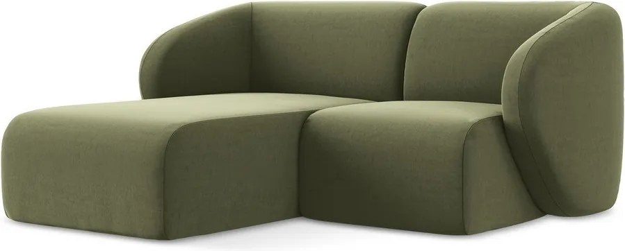 Colțar verde cu tapițerie din catifea (cu colț pe partea stângă/cu șezlong) Lani – Makamii