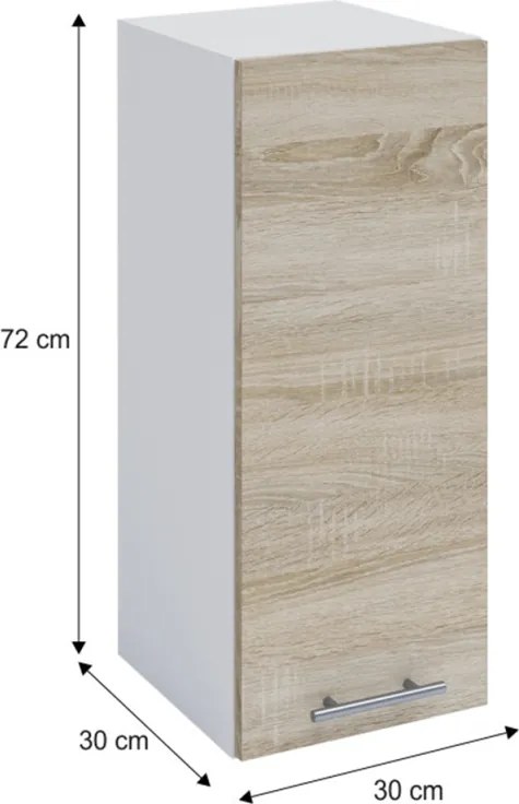 Dulap Superior FABIANA W - 30 Stejar Sonoma/Alb Dreapta