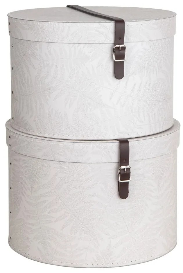 Cutii de depozitare crem 2 buc. din carton cu capac ø 37,5x25,5 cm Rut Paper Laminate – Bigso