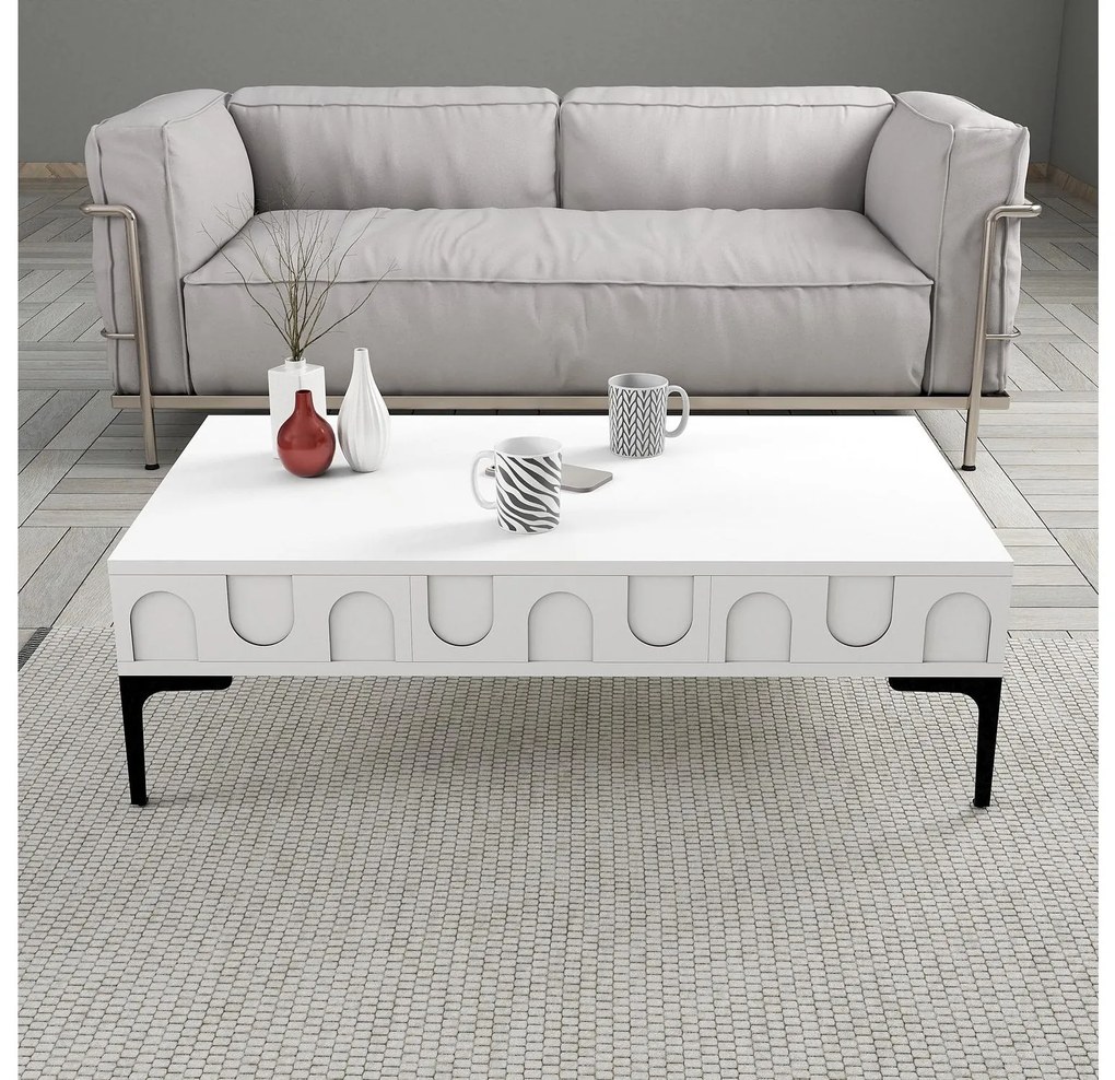 Set mobilier living Lyantela (alb + negru). 1107134