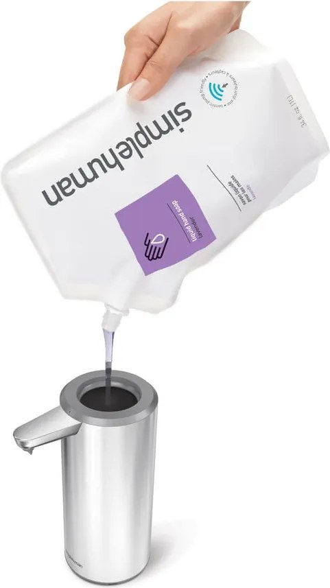 Dozator de săpun lichid argintiu mat automat din oțel 266 ml – simplehuman