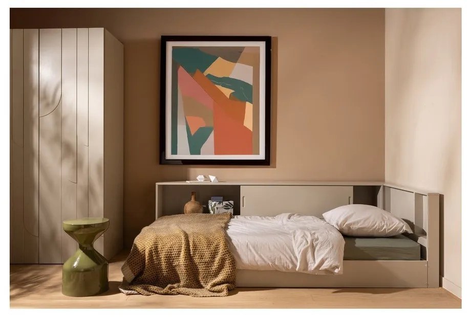 Pat gri/bej din lemn de pin fără somieră 90x200 cm Carter – WOOOD