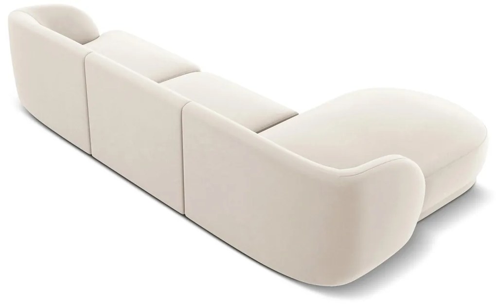 Coltar stanga 4 locuri, Miley, Micadoni Home, BL, 259x155x74 cm, catifea, bej deschis