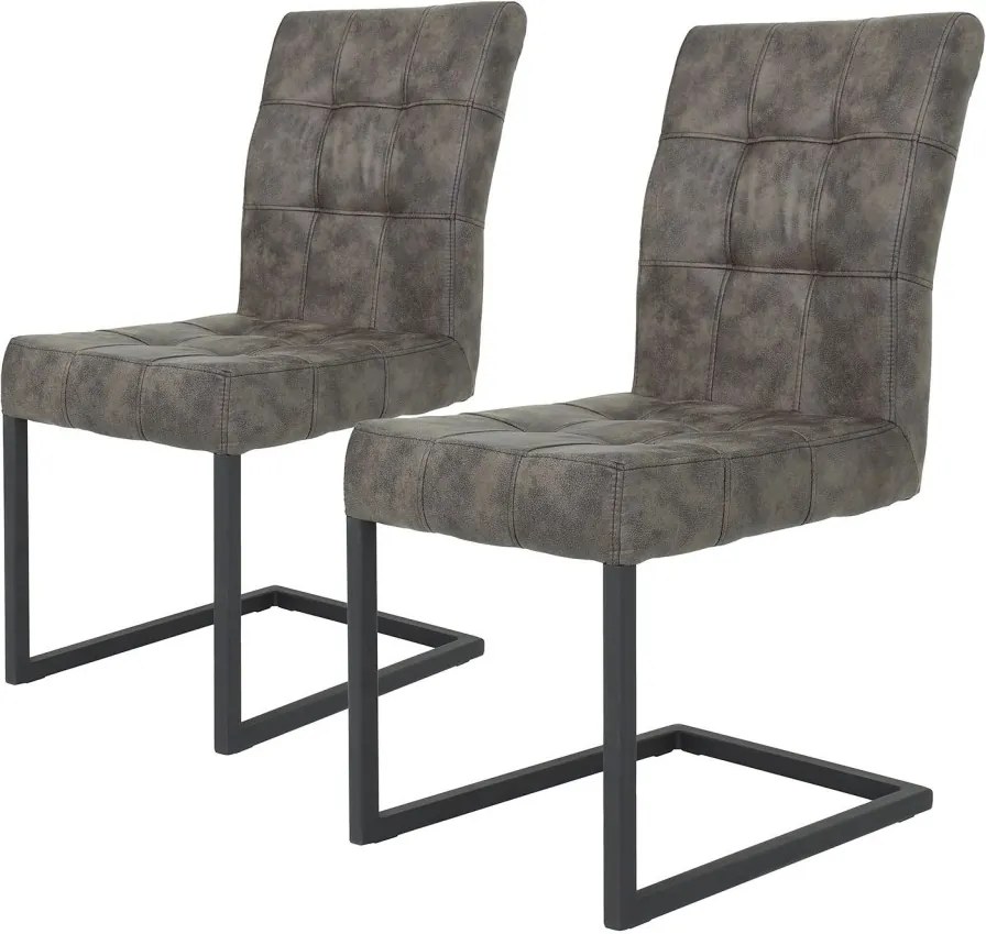Set de 2 scaune Clyde microfibra/otel, gri, 42 x 62 x 91 cm