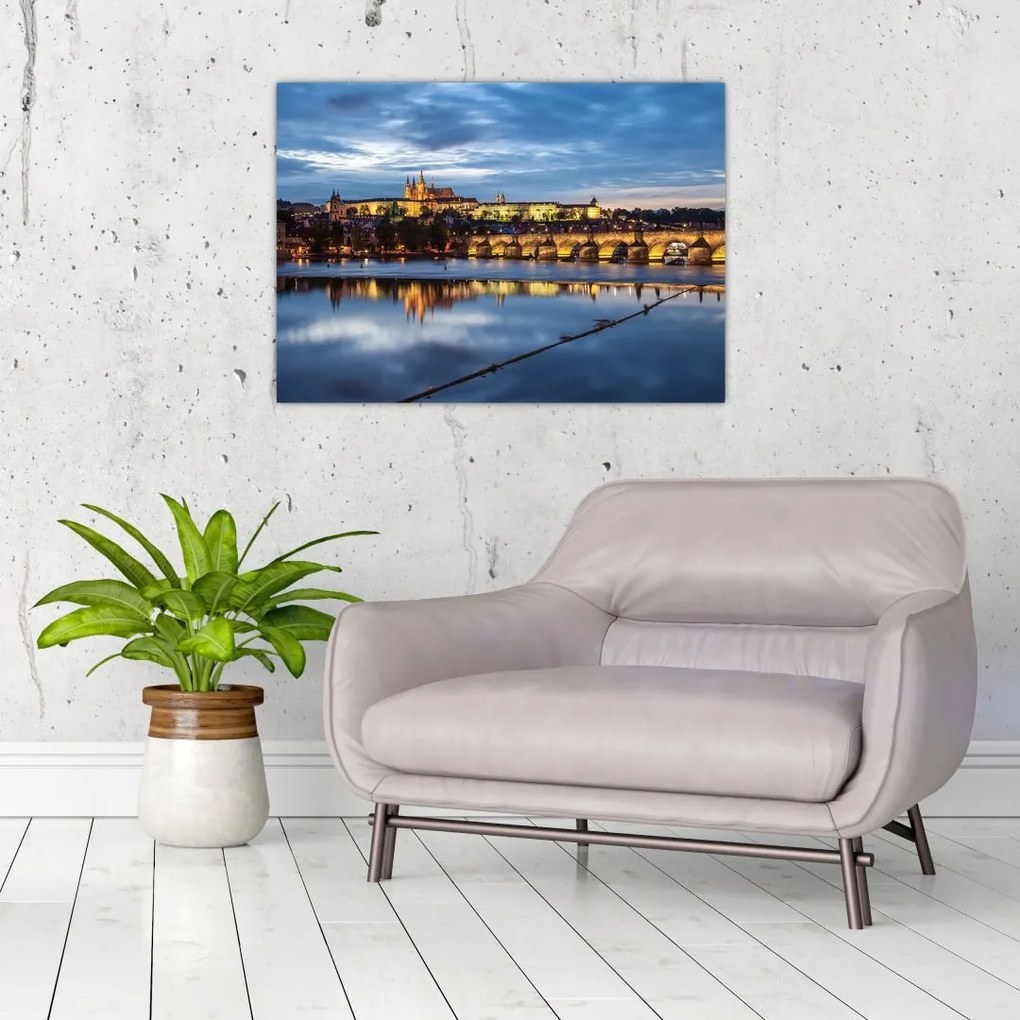 Tablou cu palatul din Praga și podul lui Carol (70x50 cm)