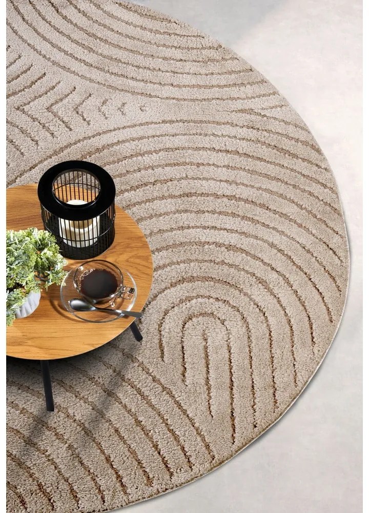Covor taupe rotund ø 160 cm Panglao New York Taupe – Elle Decoration