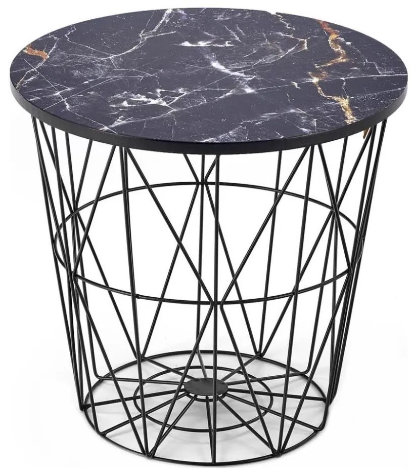 Măsuță de cafea HARISSA 41x42 cm negru/negru decor marmorat