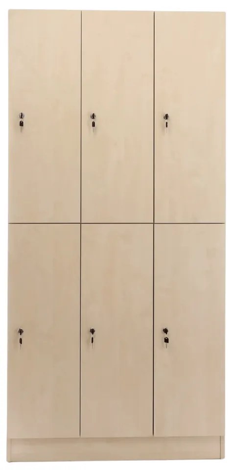 Dulap din lemn Visio - 6 cutii, 90 x 45 x 185 cm, broasca cilindrica, artar