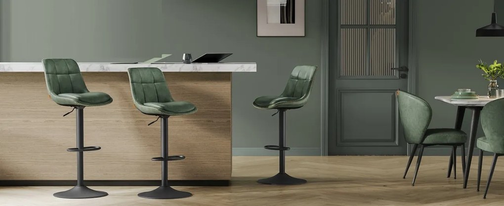 SCB3 - Set 2x Scaune Bar Negre / Maro / Gri / Verde - Piele ecologica