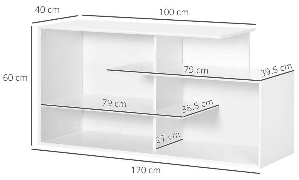 Comoda HOMCOM pentru TV de 32"-55" cu rafturi deschise din MDF pentru living si dormitor, 120x40x60cm, Alb | Aosom RO