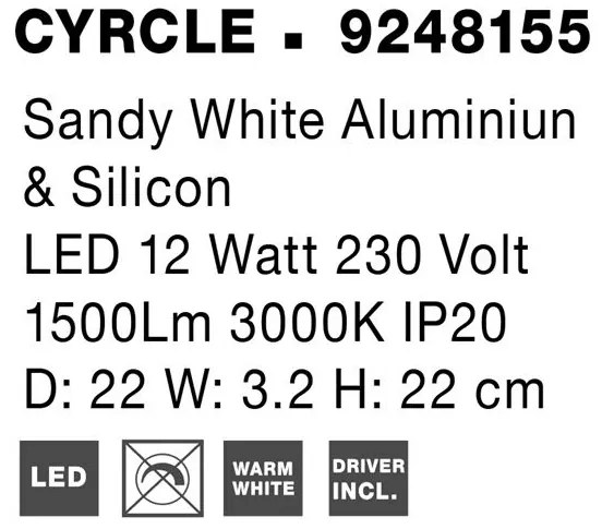 Aplica LED de perete design ambiental CYRCLE 22cm alba