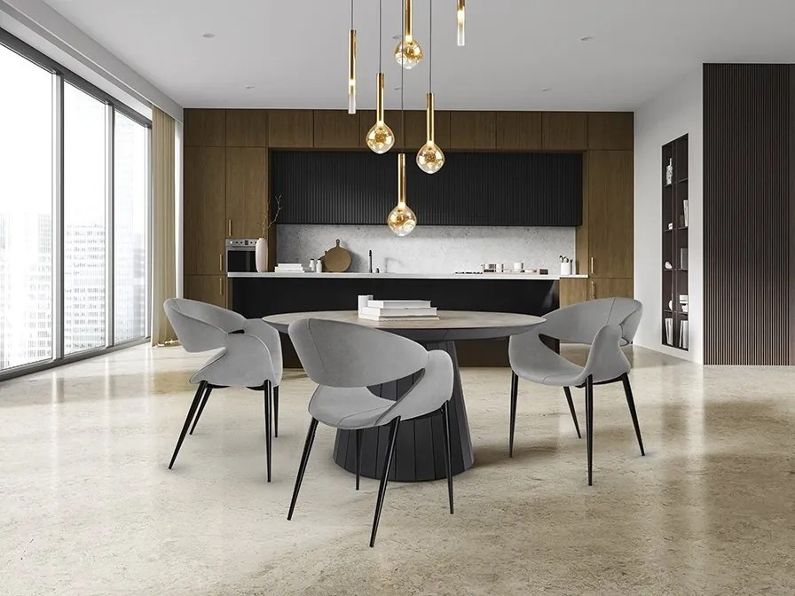 Scaun dining design elegant Giro gri