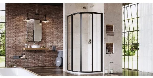 Ravak 3114O302Z1 - Cabină de duș în formă de sfert de cerc, cu 4 elemente SUPERNOVA 80x80 cm, neagră