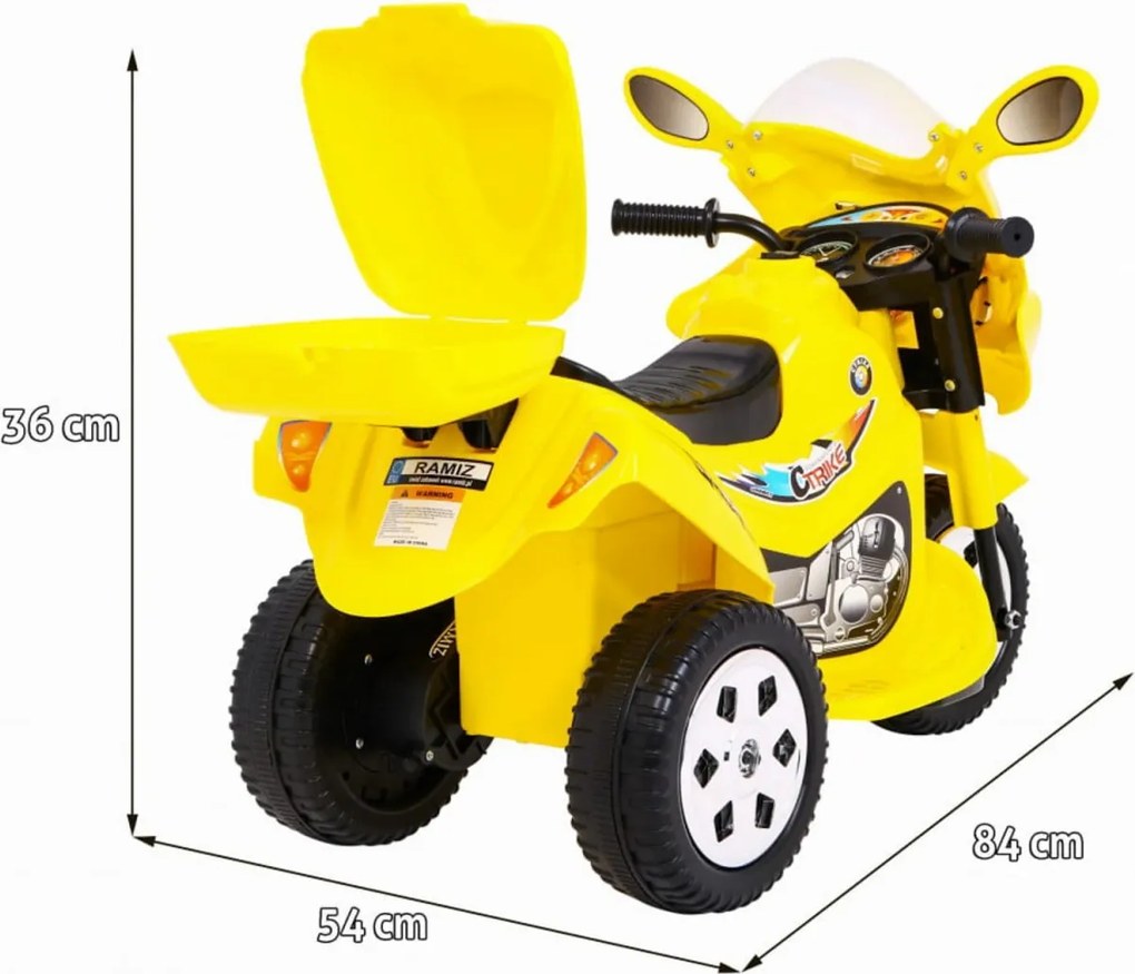 Motocicleta Electrica cu Acumulator Pentru Copii NOVOKIDS™ Moto Classico 88, 3-6 ani, Max 25 kg, Cu Melodii si Lumini, Trotineta Electrica, 3 Roti,