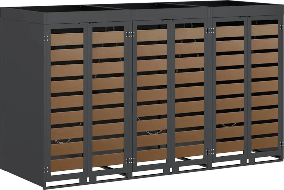 vidaXL Depozitare pentru 3 pubele Wheelie 340 x 77.5 x 115.5 cm Oțel