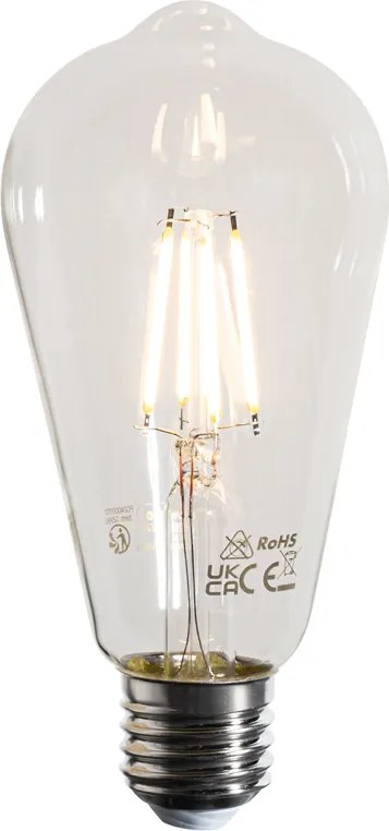 Set de 5 becuri cu filament LED E27 ST64 transparente 4W 470 lm 2700K