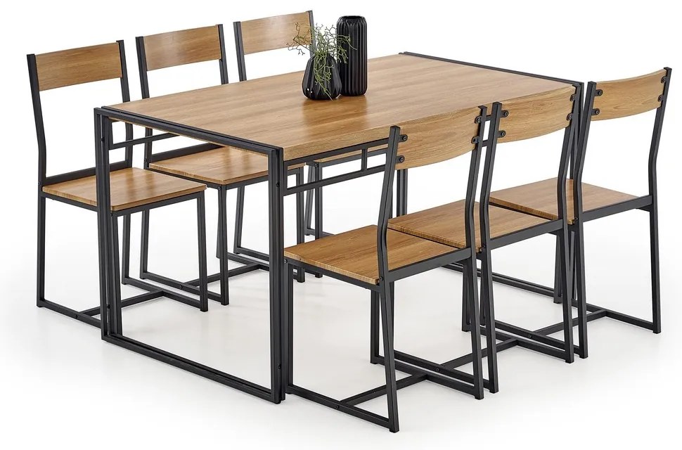 Set de sufragerie Bolivar 6+1, stejar auriu / negru