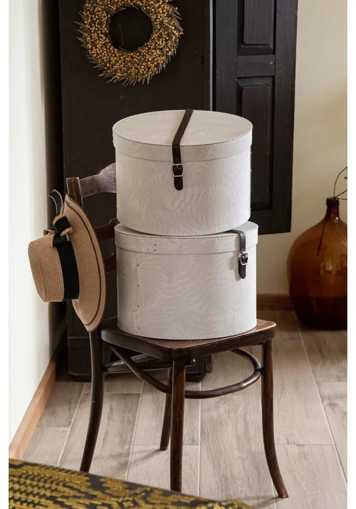 Cutii de depozitare crem 2 buc. din carton cu capac ø 37,5x25,5 cm Rut Paper Laminate – Bigso