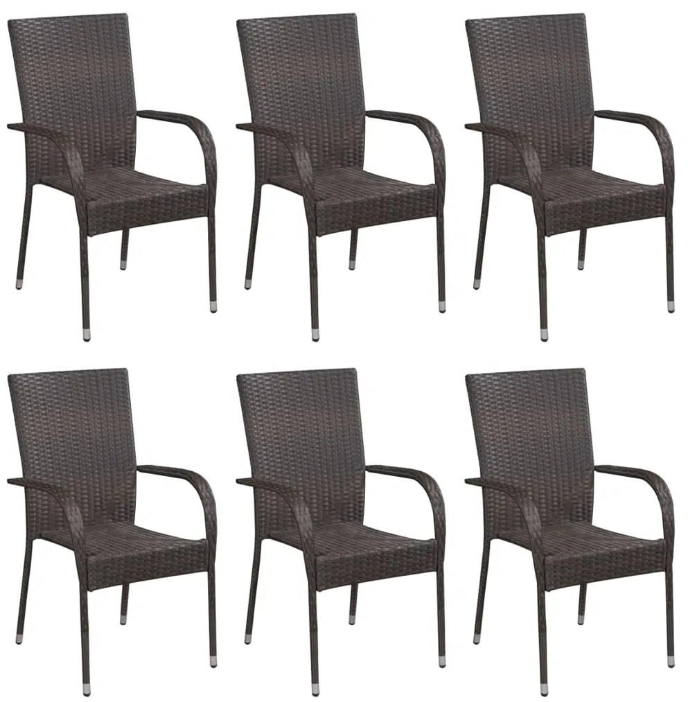 3072501 vidaXL Set mobilier de grădină, 7 piese, maro, poliratan