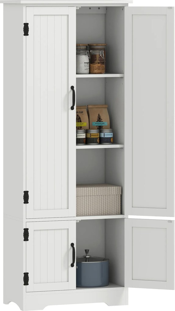 HOMCOM Bufet de bucătărie contemporan cu 2 dulapuri și 3 rafturi, MDF, plăci aglomerate, alb | Aosom Romania