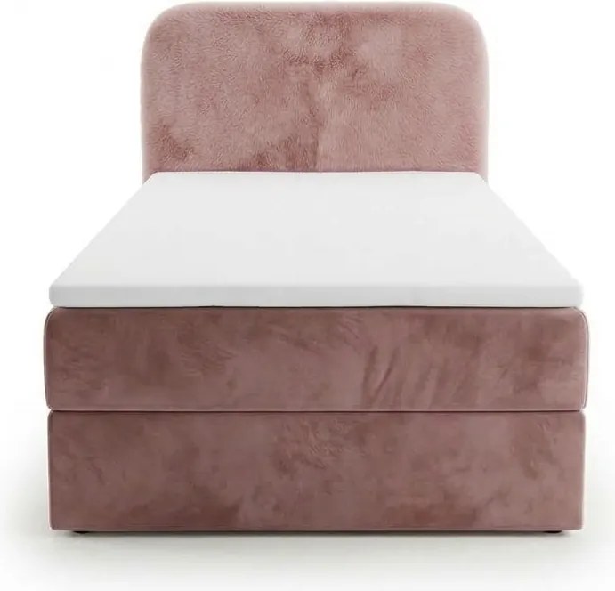 Pat tapitat boxspring FORENA 90x200 cm roz antic Saltea: Saltea cu arcuri Bonell