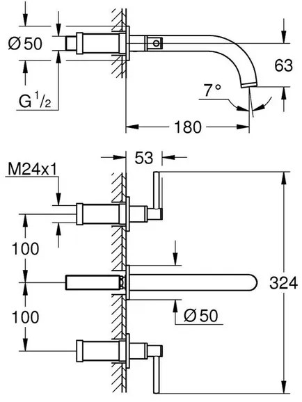 Baterie lavoar incastrata Grohe Atrio crom 3 elemente