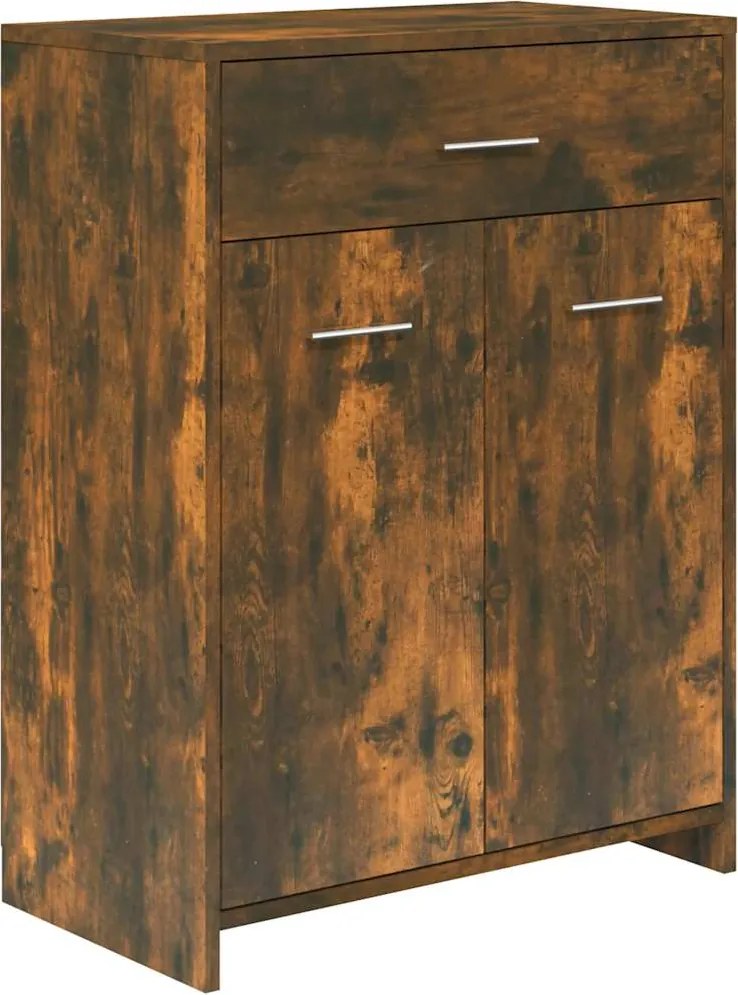 vidaXL Dulap de baie, stejar fumuriu, 60x33x80 cm, lemn prelucrat