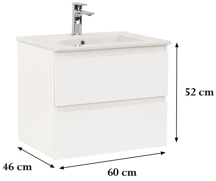 Dulap inferior Vario Forte 60 cu lavoar alb-alb