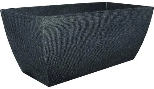 Ghiveci mare geli, striat, plastic, 80x40x34 cm, antracit