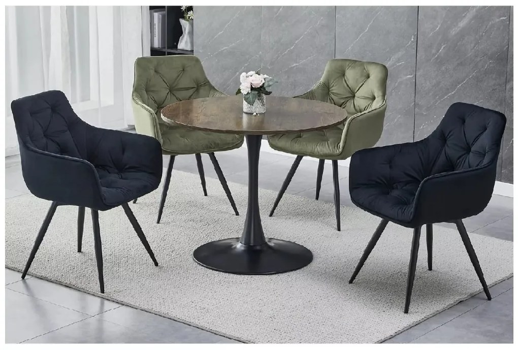 Masa rotunda de dining AMADEO II 90x90 cm, decor nuc