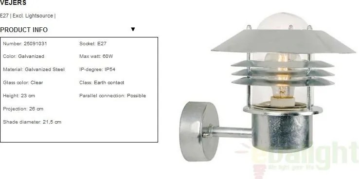 Aplica de perete exterior IP54 Vejers Up GS 25091031NL