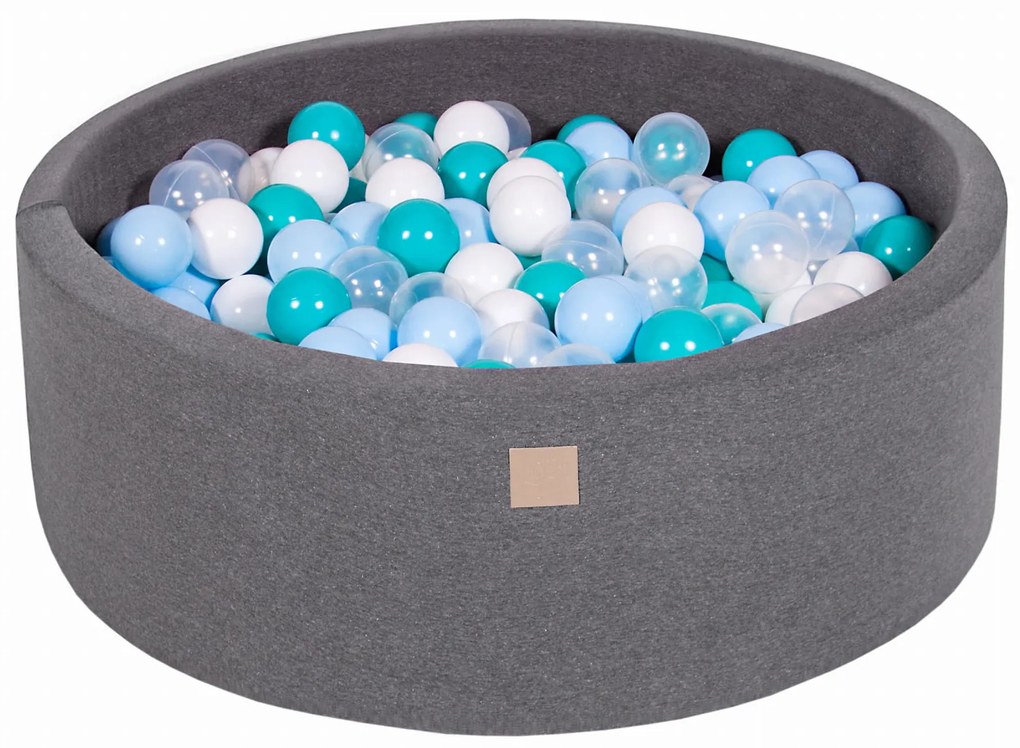 Meowbaby – Piscina rotunda 90x30 cm cu 200 mingi pentru copii – Dark Grey