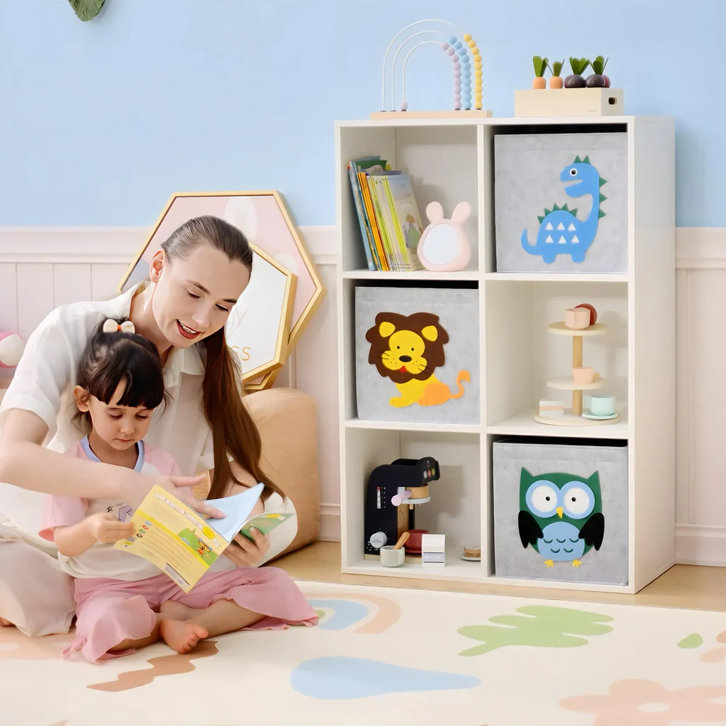 ZONEKIZ Organizator pentru Jucarii, Dulap de Depozitare cu Trei