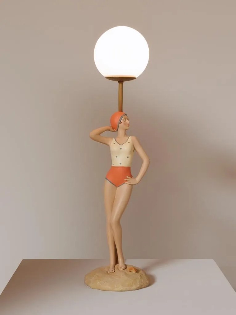 Lampa de masa, retro, din rasina, Coral