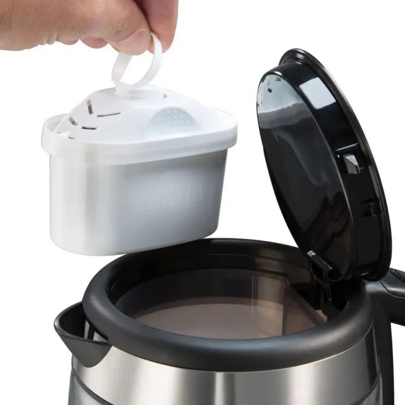 Cana electrica din sticla cu filtru Russell Hobbs Clarity 20760-57, 2200W, 1L, Iluminat, SCHOTT DURAN, Filtru BRITA, Inox