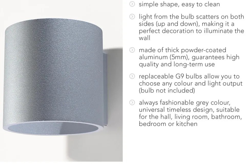 Aplică de perete Sollux Roda, gri