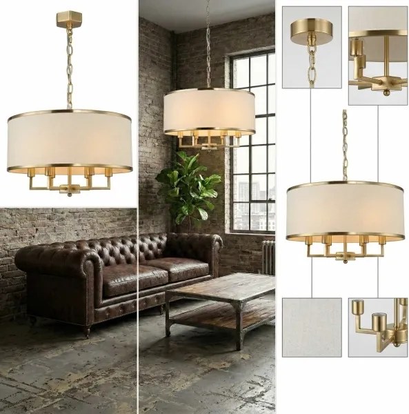 Open Design OR80230 - Lustră CASA suspendată cu lanț, 6xE14/15W/230V, cremă/alamă