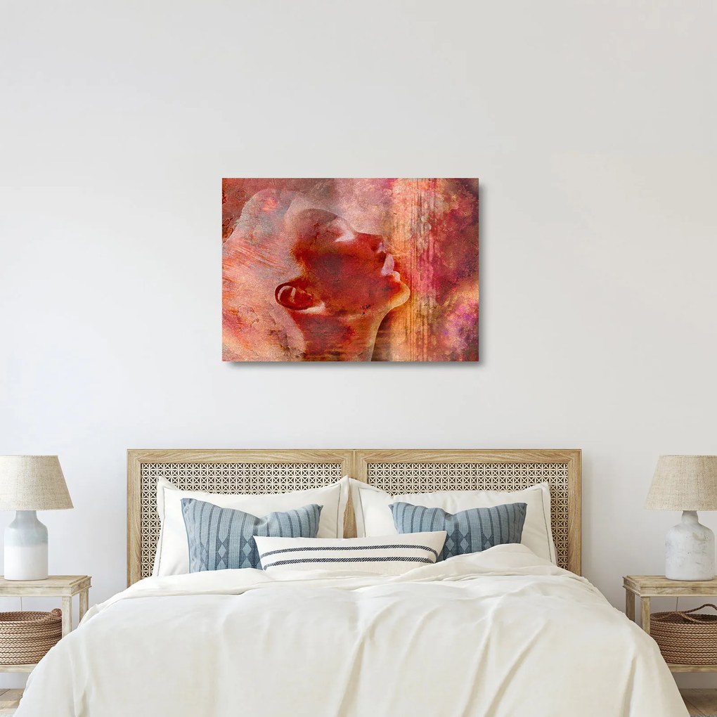 Tablou pe sticlă - Profilul feței feminine (70x50 cm)
