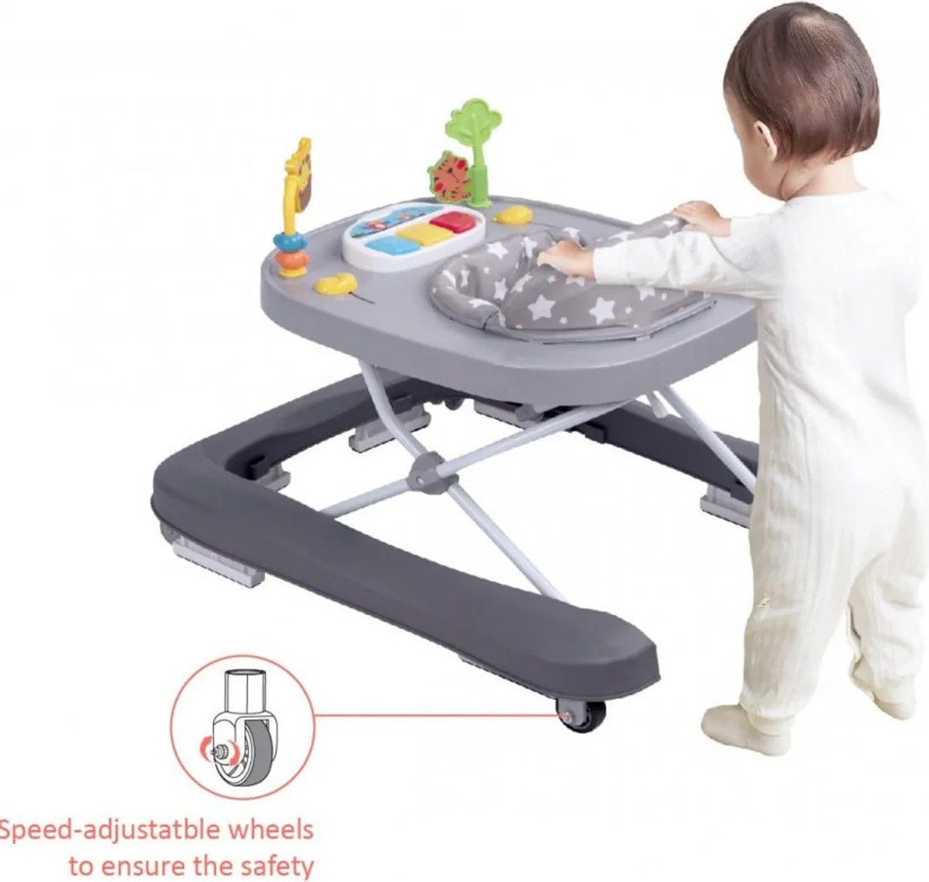Premergator Premium 2 in 1 NOVOKIDS™ Little Giraffe Walker, Reglabil in 3 trepte de inaltime, Transformabil in antemergator, Roti silentioase, Cu