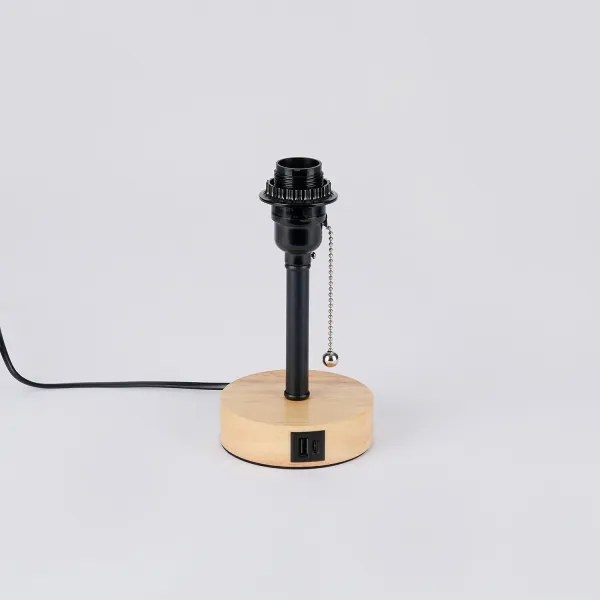 Brilagi - Lampă de masă cu port USB TABLON 1xE27/25W/230V stejar/negru/bej