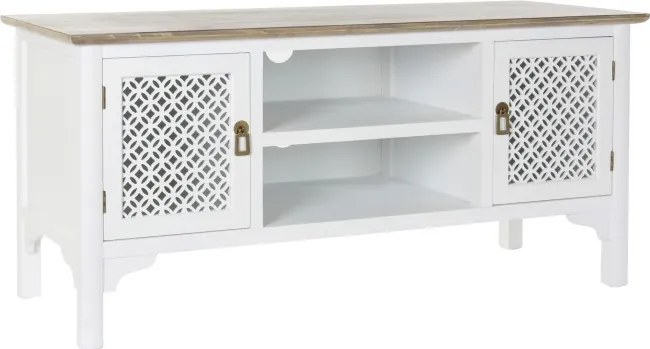 Comoda TV alba , din lemn de molid „Rustic Elegance”