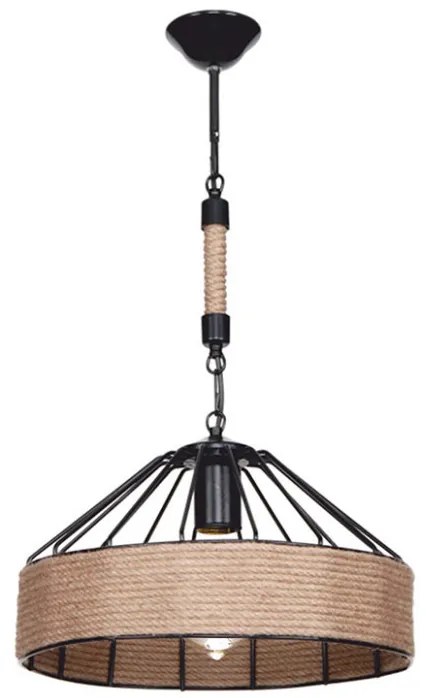 Lustra cu o singură lumina PWL-0975, E27 negru-natural, 33x61 cm