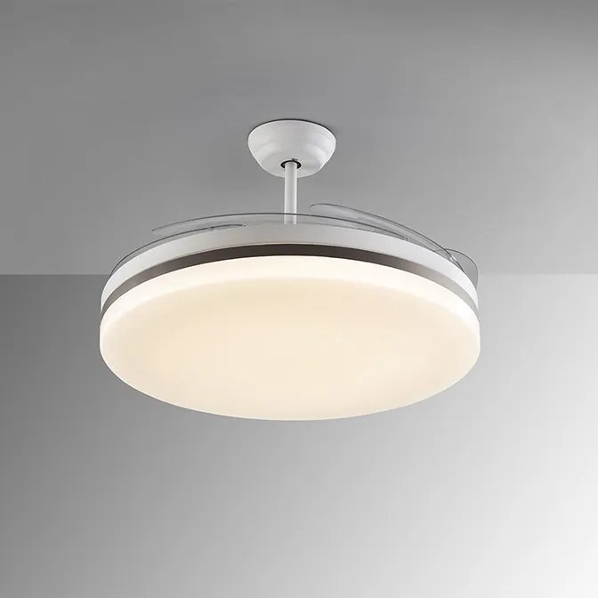 Lustra LED cu Ventilator si telecomanda, lame retractabile Vento alb/ bronz