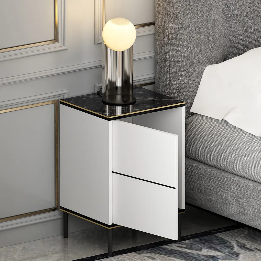 Măsuță de noptieră Imaj White Marble