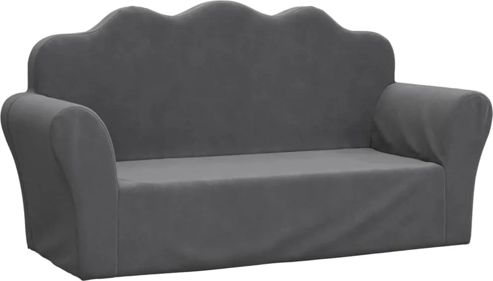 vidaXL Canapea pentru copii cu 2 locuri, antracit, pluș moale