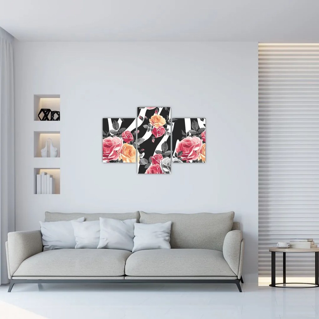 Tablou cu trandafiri înfloriți (90x60 cm)