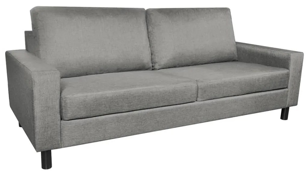 244302 vidaXL Canapea cu 3 locuri, gri deschis, material textil